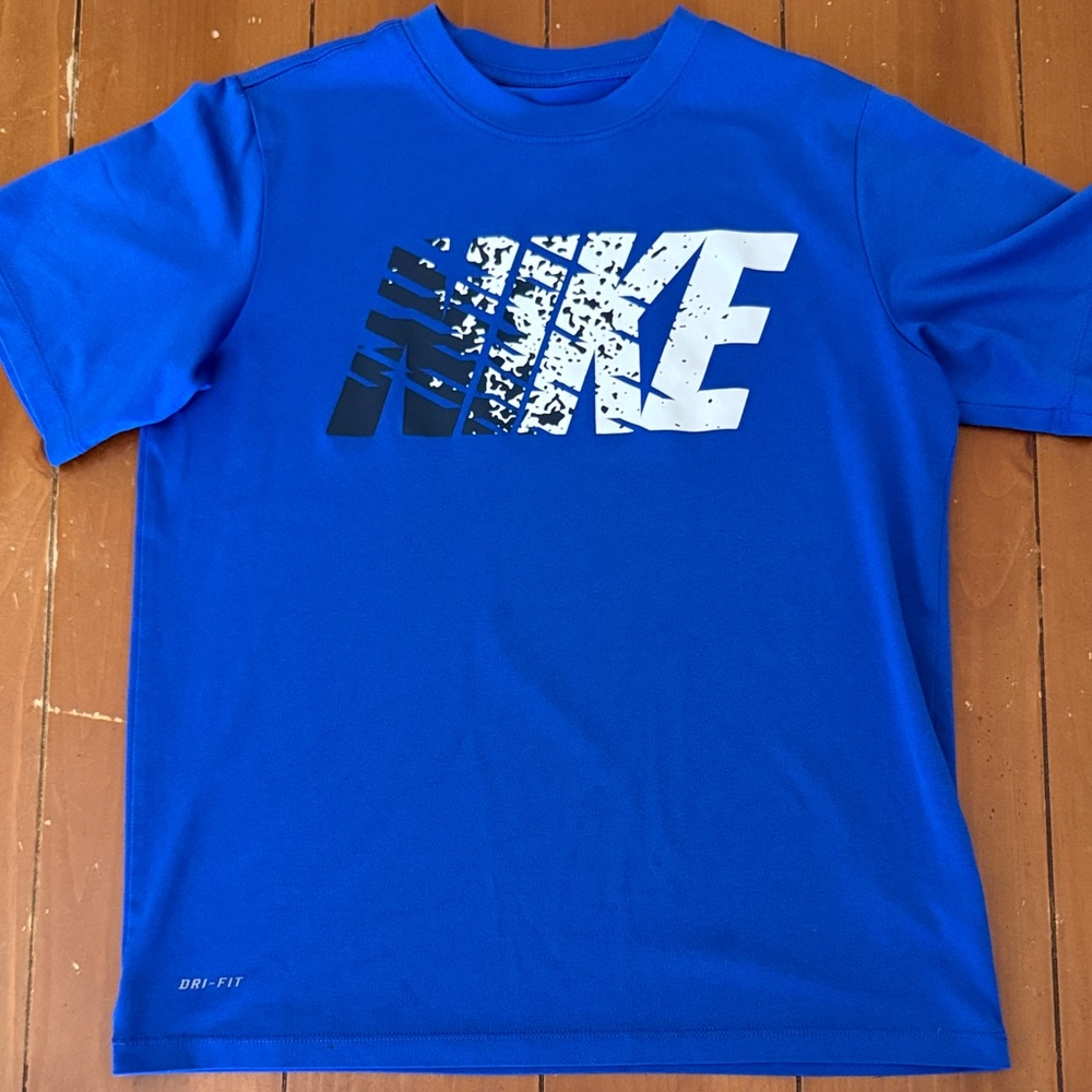 Nike Kids Dri-FIT Blue Tee with Graphic Logo